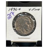 1936-S Buffalo Nickel in Very Fine Condition