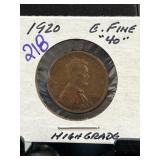 1920 Lincoln Wheat Cent Graded EF 40