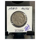 1918-D Buffalo Nickel Graded AG/6d