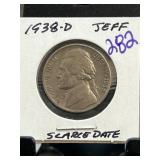 1938-D Jefferson Nickel Scarce Date