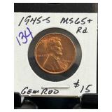 1945-S Lincoln Wheat Cent MS65+ RD