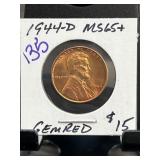 1944-D Lincoln Wheat Cent MS65+ Gem Red