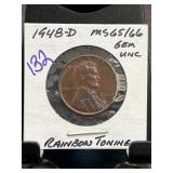 1948-D Lincoln Cent with Rainbow Toning