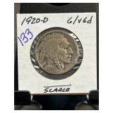 1920-D Buffalo Nickel, Scarce Coin