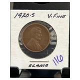 1920-S Lincoln Wheat Cent in Very Fine Condition