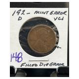 192-D Lincoln Cent Mint Error Coin