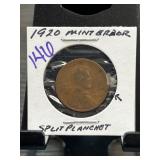 1920 Mint Error Lincoln Wheat Cent