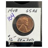 1948 Lincoln Wheat Cent Graded 65 RD