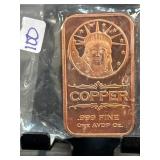 .999 Fine Copper One AVDP Oz Bar