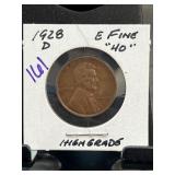 1928-D Lincoln Wheat Cent, Extra Fine