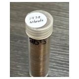 Tube of 1938 Wheat Pennies