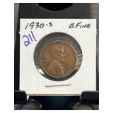 1930-S Lincoln Wheat Cent in Circulated Fine Condi