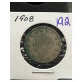 1908 Liberty Head V Nickel in Holder