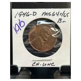 1946-D Lincoln Wheat Penny MS64/65 Brown