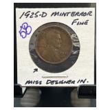 1925-D Lincoln Wheat Cent in Fine Condition