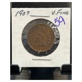 1907 Indian Head One-Cent Coin, Very Fine