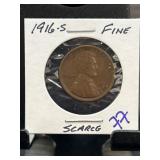 1916-S Lincoln Wheat Cent in Fine Condition