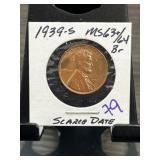 1939-S Lincoln Wheat Cent MS63/64 Brown
