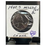 1942-S Lincoln Wheat Penny MS63+/64 BR