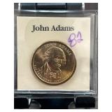 John Adams $1 Coin in Protective Case