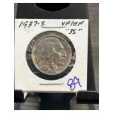 1937-S Buffalo Nickel in VF/EF Condition