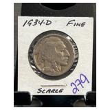 1934-D Buffalo Nickel in Fine Condition