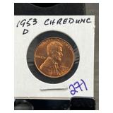 1953-D Lincoln Wheat Cent in Uncirculated Conditio