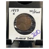 1923-S Lincoln Wheat Penny in VF/Fine Condition