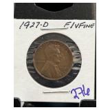 1927-D Lincoln Wheat Cent in Fine Condition