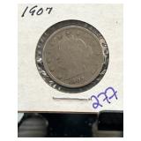 1907 Liberty V Nickel in Protective Holder