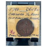 1790 Cheshire 1/2 Penny Token with Error