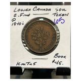 Lower Canada Agricultural Sou Token from 1840s