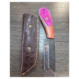 Handmade Knife with Pink and Wood Handle