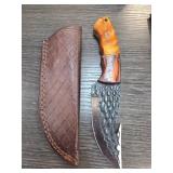 Handcrafted Hunting Knife with Leather Sheath