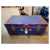 Blue Storage Trunk With Pink Accents