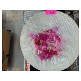 Decorative Glass Bowl with Pink Ornaments