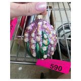 Christopher Radko Glass Ornament With Floral Desig