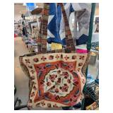 Embroidered Fabric Tote Bag With Colorful Patterns