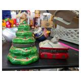 Two Hand-Painted Porcelain Trinket Boxes Nutcracke