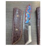 Custom Knife With Colorful Handle and Sheath