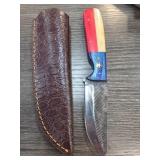 Custom Knife with Multicolored Handle and Sheath