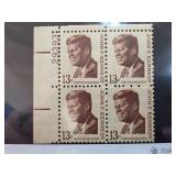 Plate Block of 4 John F. Kennedy Stamps