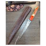 Handcrafted Damascus Steel Knife with Sheath