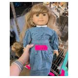 American Girl Doll with Blue Dress and Accessories