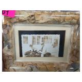 Framed Sepia Photograph of a Person on Motorcycle