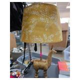 Llama-Shaped Gold Tone Lamp With Patterned Shade