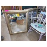 Silver-Toned Wall Mirrors With Wooden Frame