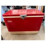 Coleman Red Cooler with Metal Handles