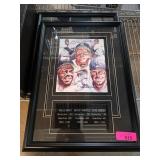 Framed Autographed Baseball Artwork of Mays, Mantl