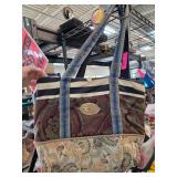 Vintage-Inspired Tapestry Handbag With Brass Tag